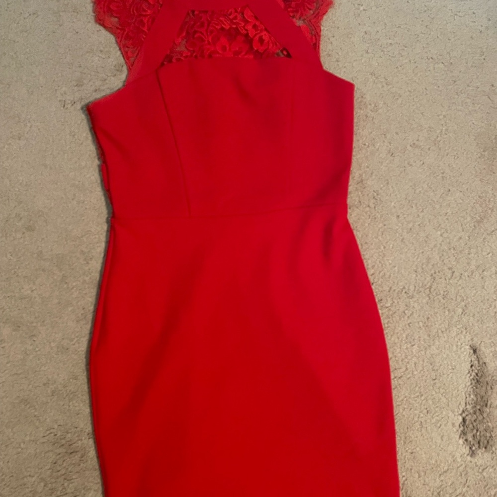 Express Red Backless Lace Dress